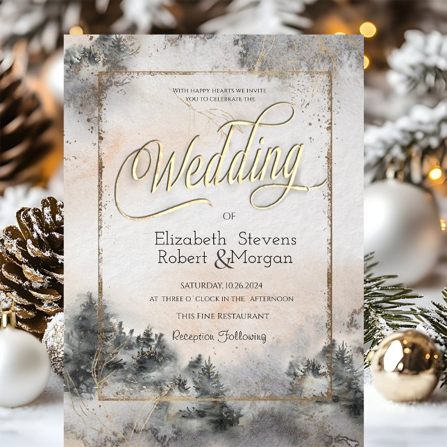 Invitación Luces de Cuerda de Bosque Árbol Bosque de Bodas (Subido por el creador)