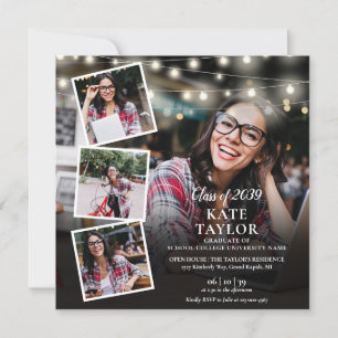 Invitación Luces de Cuerda de Collage de 5 Fotos para Fiesta 