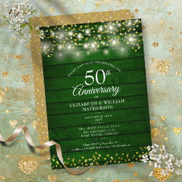 Invitación Luces de Cuerda de Corazones de Oro 50 Aniversario