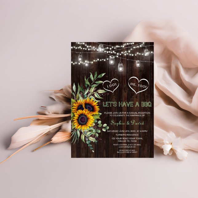Invitación Luces de Cuerda de Girasoles de Otoño Madera de Gr (Subido por el creador)