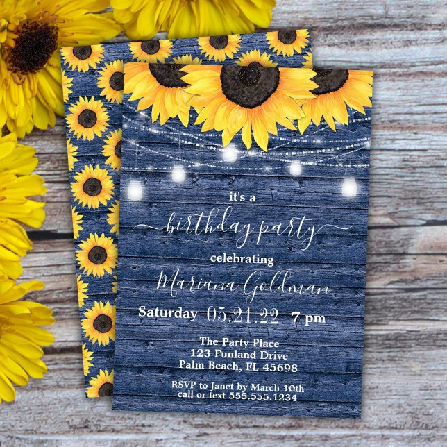 Invitación Luces de Cuerda de Girasoles Fiesta de Cumpleaños  (Subido por el creador)
