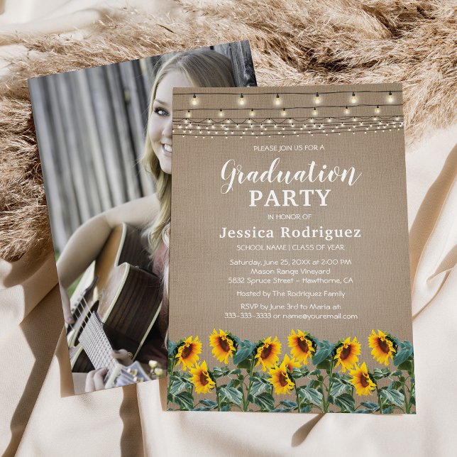 Invitación Luces de Cuerda de Girasoles Rústicos para Fiesta  (Subido por el creador)
