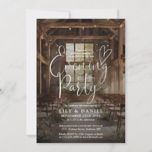 Invitación Luces de Cuerda de Granero Rústico Boda Fiesta Noc