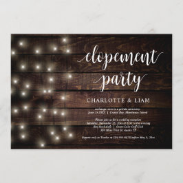 Invitación Luces de Cuerda de Granja Rústica, Boda Fuga de No