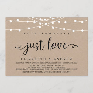 Invitación Luces de Cuerda de Granja Rústica, Boda Kraft Elop