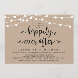 Invitación Luces de Cuerda de Granja Rústica, Boda Kraft Elop