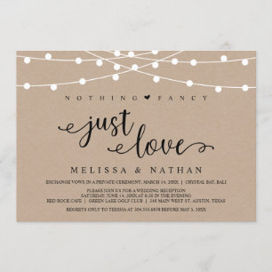 Invitación Luces de Cuerda de Granja Rústica, Boda Kraft Elop