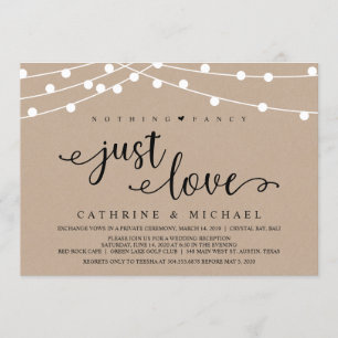 Invitación Luces de Cuerda de Granja Rústica, Boda Kraft Elop