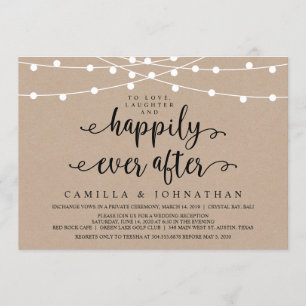 Invitación Luces de Cuerda de Granja Rústica, Boda Kraft Elop