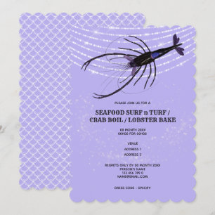 Invitación Luces de cuerda de langosta escama de pez lila can