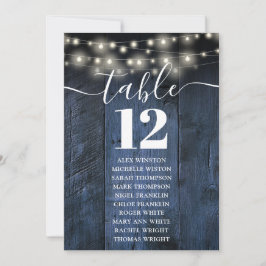 Invitación Luces de Cuerda de Madera Azul Carta de Asientos N