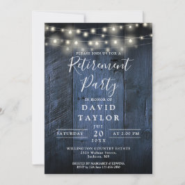 Invitación Luces de Cuerda de Madera de Granero Azul para Fie