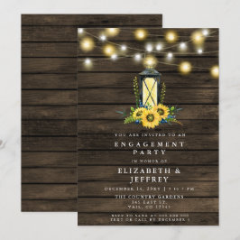 Invitación Luces de Cuerda de Madera de Granero Flores de Gir