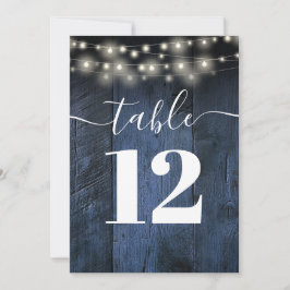 Invitación Luces de Cuerda de Madera de Granero Rústico Azul 