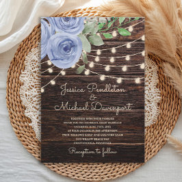 Invitación Luces de Cuerda de Madera de Granero Rústico Bodas