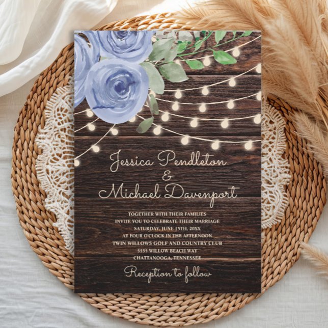Invitación Luces de Cuerda de Madera de Granero Rústico Bodas (Subido por el creador)