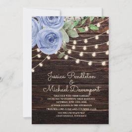 Invitación Luces de Cuerda de Madera de Granero Rústico Bodas