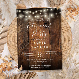 Invitación Luces de Cuerda de Madera de Granero Rústico Fiest
