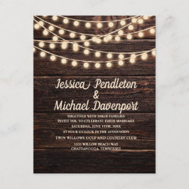 Invitación Luces de Cuerda de Madera de Granero Rústico Invit