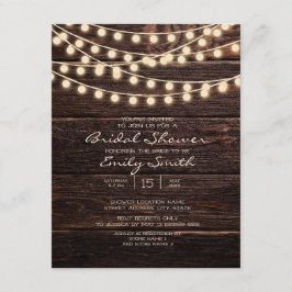 Invitación Luces de Cuerda de Madera de Granero Rústico para