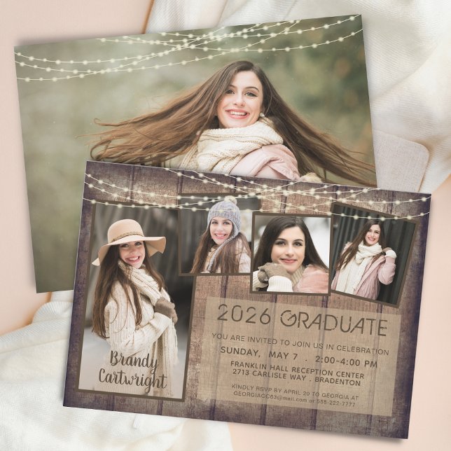 Invitación Luces de Cuerda de Madera para Collage de Fotos Rú (Subido por el creador)