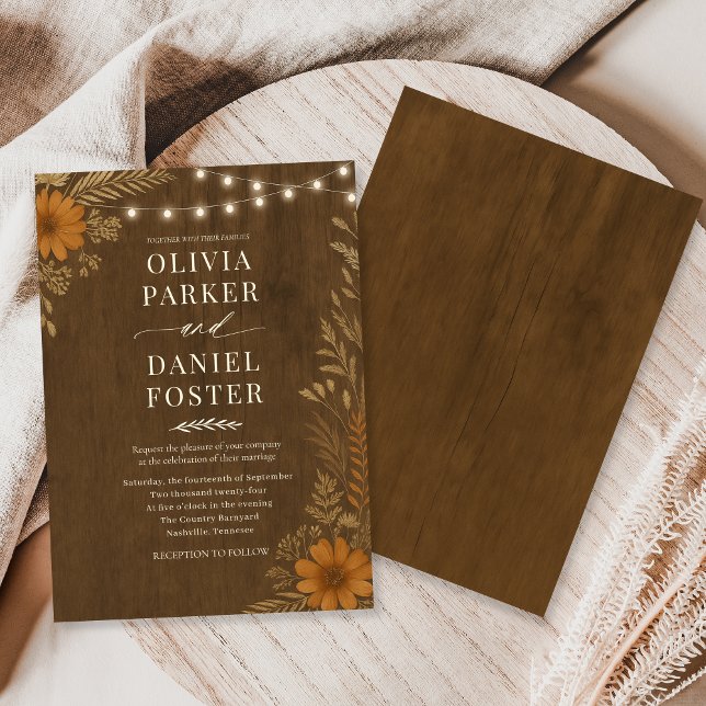 Invitación Luces de Cuerda de Madera Rústica Boho Boda  (Subido por el creador)