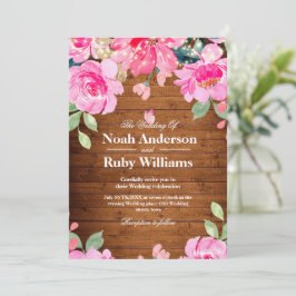 Invitación Luces de Cuerda de Madera Rústica de Boda Floral R
