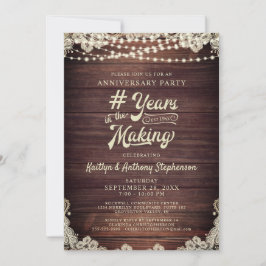 Invitación Luces de Cuerda de Madera Rústica para Aniversario