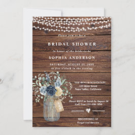 Invitación Luces de Cuerda de Madera Rústica para Despedida d