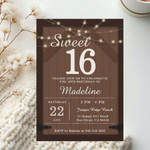 Invitación Luces de Cuerda de Madera Rústica Puerta de Graner