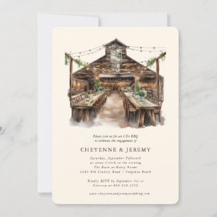 Invitación Luces de Cuerda de Madera Rústica Yo Hago Barbacoa