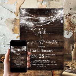 Invitación Luces de cuerda de madera Sorpresa 50 cumpleaños
