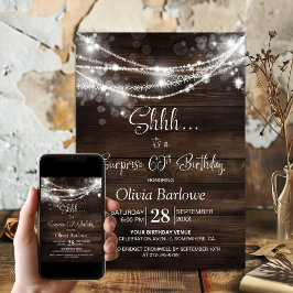 Invitación Luces de cuerda de madera Sorpresa 60 cumpleaños