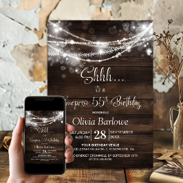 Invitación Luces de cuerda de madera Sorpresa Fiesta de cumpl