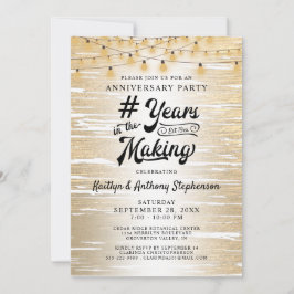 Invitación Luces de Cuerda de Oro Negro de Aniversario