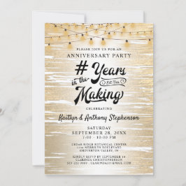 Invitación Luces de Cuerda de Oro Negro para Aniversario