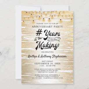 Invitación Luces de Cuerda de Oro Negro para Aniversario