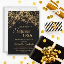 Luces de Cuerda de Oro Negro Sorpresa 18 Cumpleaño
