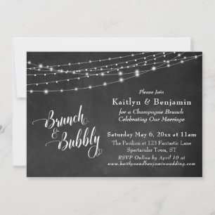 Invitación Luces de Cuerda de Pizarra Brunch y Burbujas Letra