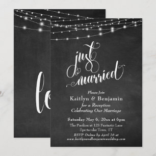Invitación Luces de Cuerda de Pizarra Celebración Recién Casa