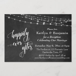 Invitación Luces de Cuerda de Pizarra Felices para Siempre