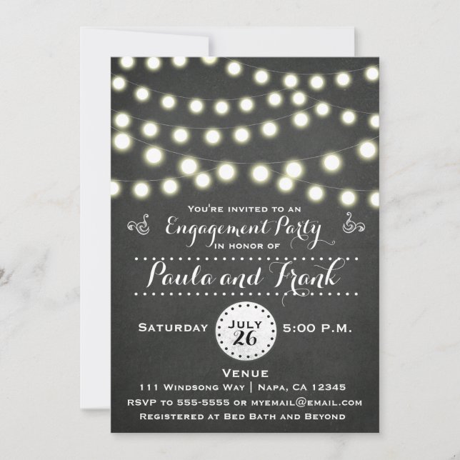 Invitación Luces de Cuerda de Pizarra para Cualquier Evento T (Anverso)