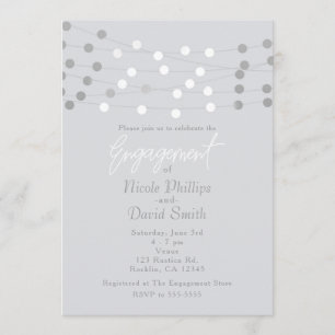 Invitación Luces de Cuerda de Plata Blanca Modernas y Elegant