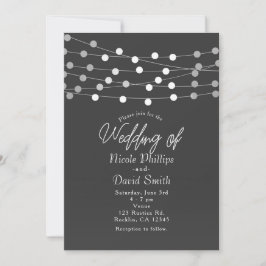 Invitación Luces de Cuerda de Plata Gris Bodas Modernas
