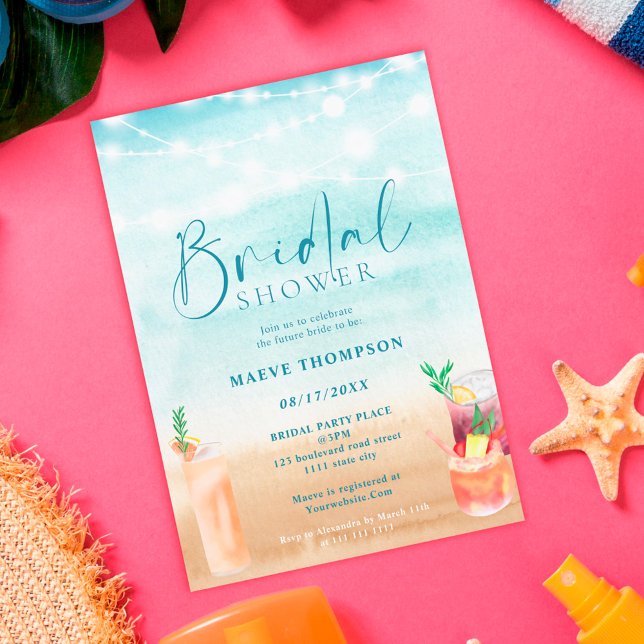 Invitación Luces de cuerda de playa cócteles ducha de novias  (Subido por el creador)