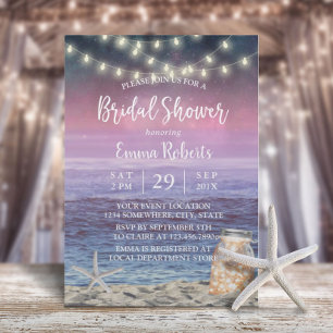 Invitación Luces de cuerda de playa y ducha de novia Mason Ja