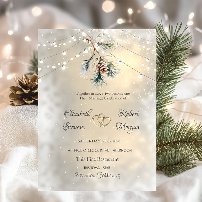 Invitación Luces de Cuerda de Rama de Piña para Boda  (Subido por el creador)