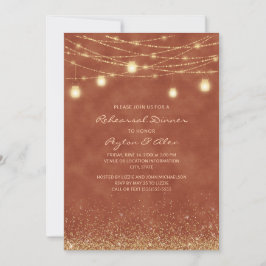 Invitación Luces de Cuerda de Terracota Brillantes Elegantes 
