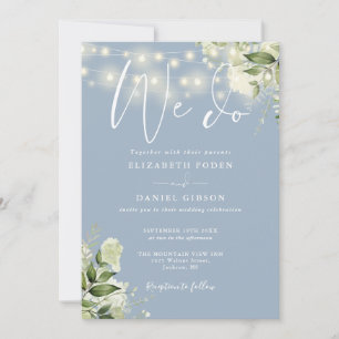 Invitación Luces de Cuerda de Verde We Do Greenery Azul Polvo