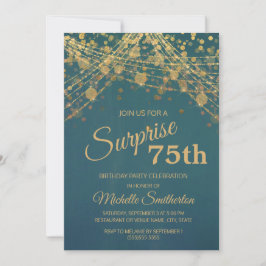 Invitación Luces de Cuerda Doradas Verde Azul Sorpresa 75 Cum